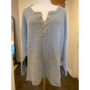 Lulus Grey Textured Knit‎ Henley Button Neck Long Sleeve Sweater Women's Size S